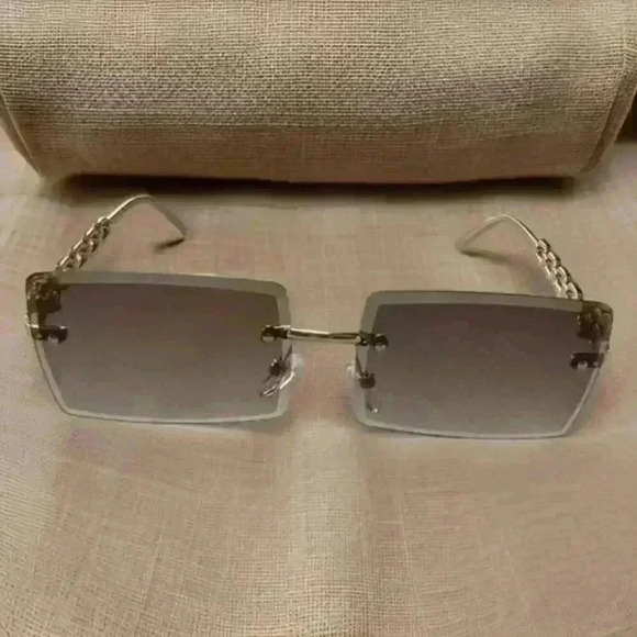 Brown Tinted Rectangle Sunglasses - Picture 1 of 3